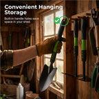 Arenzza garden tool set with extended long handles, including trowels, pruners, and hand tools for gardening tasks.