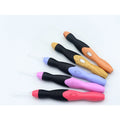 A set of 11 Arenzza crochet hooks with built-in LED lights displayed together on a white background.