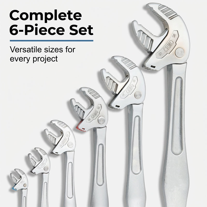 Arenzza self-adjusting multi-function wrench with high grip and ergonomic design, shown with adjustable jaws and textured handle.