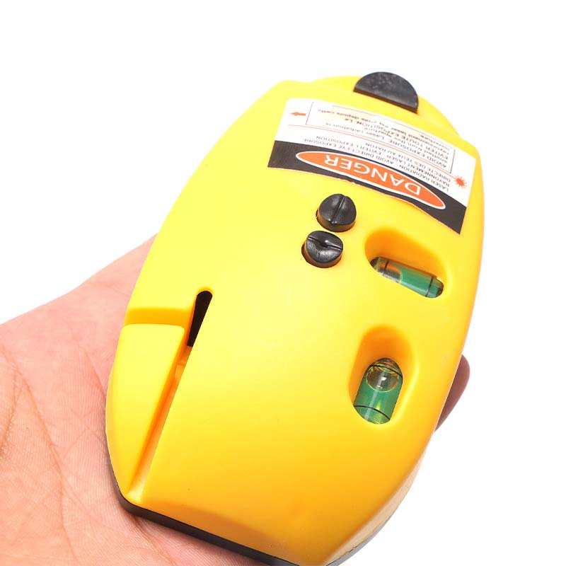 Arenzza 90 Degree Infrared Laser Level showing bright laser beam at a right angle, used for precise construction and alignment tasks.
