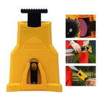 Arenzza compact chainsaw sharpener tool for fast, accurate chainsaw blade maintenance, shown in a garden tools setting.