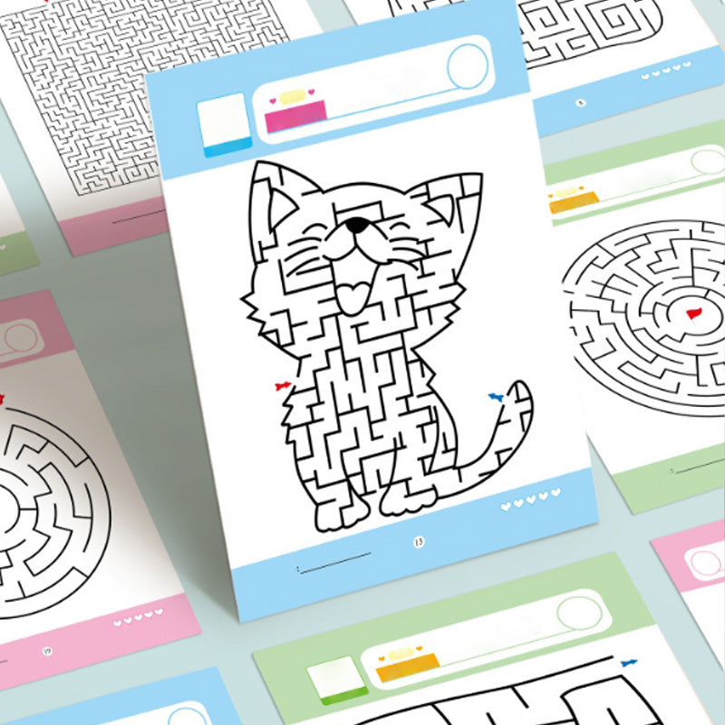 Aarenza Four-Level Progressive Maze Book Set for children, colorful educational toy with maze pages for kids' learning and fun.