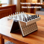 Magnetic chess set in a box by Arenzza, featuring a classic black and white chessboard and magnetic chess pieces for kids and travel.