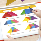 A children's magnetic tangram puzzle set by Arenzza featuring colorful geometric pieces for kids' educational play.