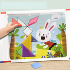 Colorful children's magnetic tangram puzzle set by Arenzza with various geometric shapes for kids' educational play.