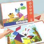 Children's Arenzza Magnetic Tangram Puzzle Set with colorful geometric pieces for educational play and creative learning.