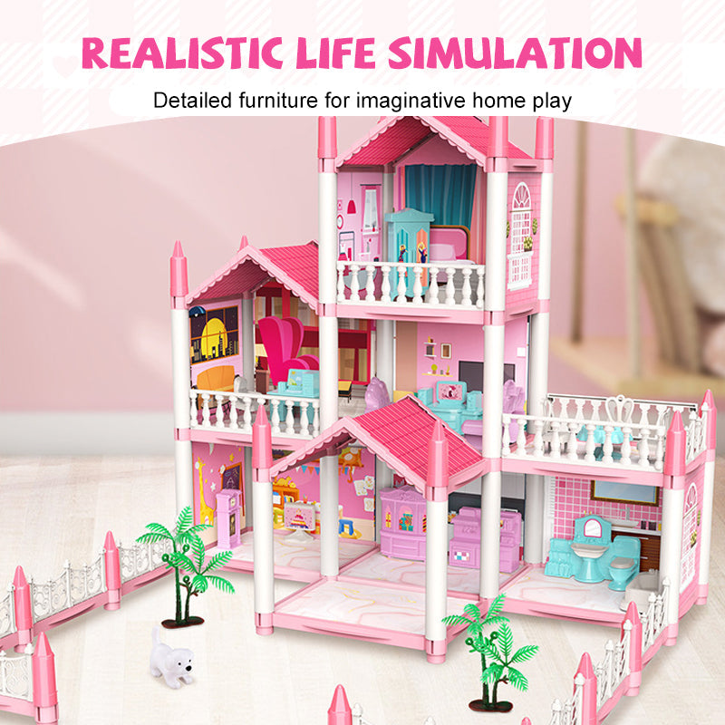 Aarenza luminous princess castle dollhouse toy for kids, featuring colorful castle design and lighting elements.