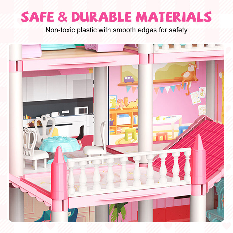 Aarenza luminous princess castle dollhouse toy for kids, featuring bright colors and detailed castle design for imaginative play.