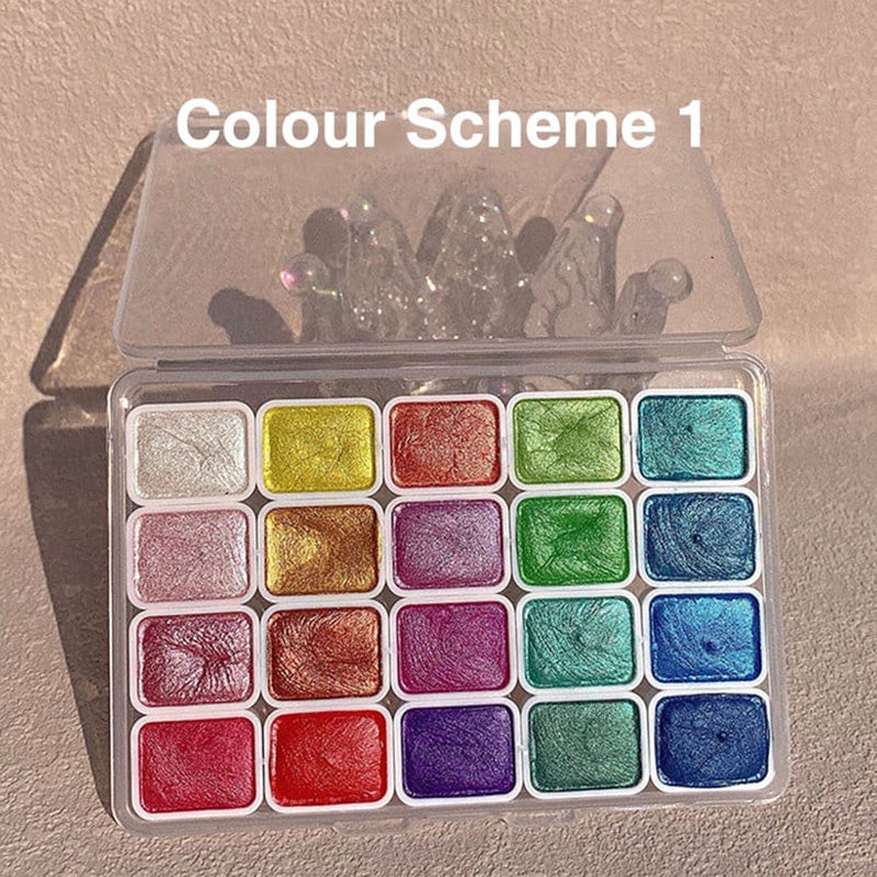 Arenzza shifting watercolor painting set for kids with colorful paints, brushes, and accessories for creative art projects.