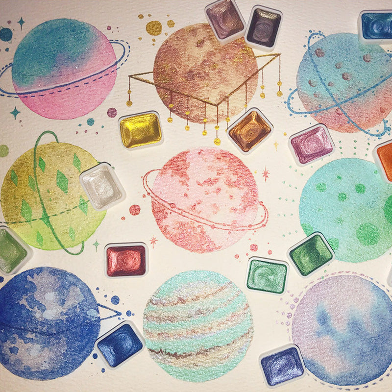 Arenzza shifting watercolor painting set for kids, featuring vibrant watercolor paints and brushes in a colorful toy art kit.