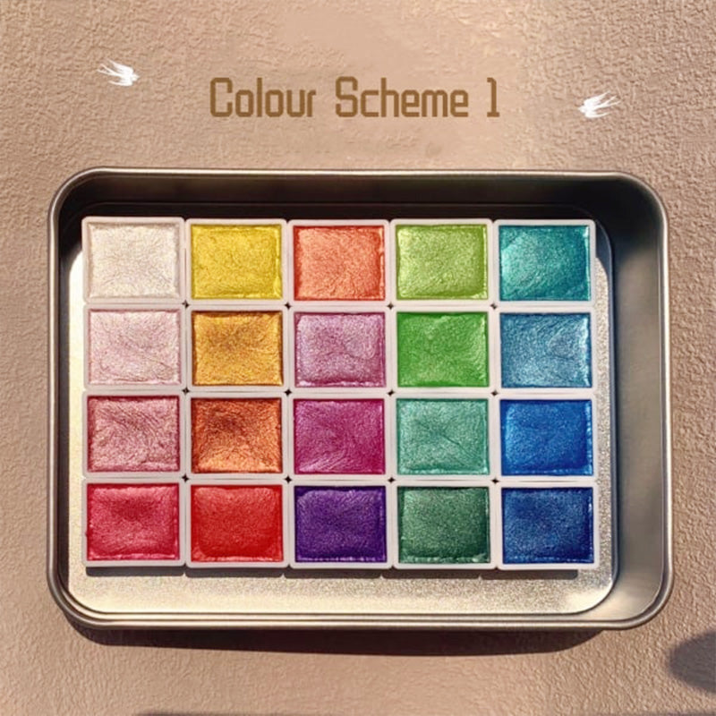 Watercolor painting set for kids by Arenzza, featuring vibrant paints, brushes, and art supplies in a colorful toy art kit.