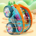 Aarenza gear-powered toy car for kids with LED lights and music, featuring vibrant red and black design, suitable for play and gifts.