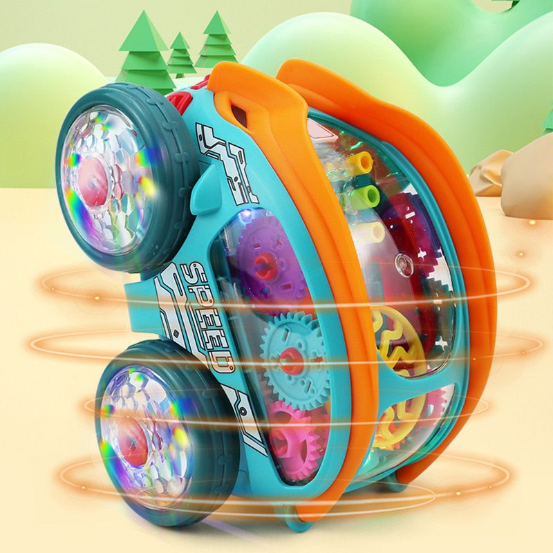 Aarenza gear-powered toy car for kids with LED lights and music, featuring vibrant red and black design, suitable for play and gifts.