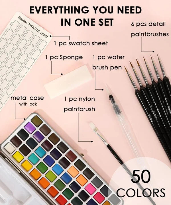 Arenzza premium watercolor set with portable paint kit, ideal for kids, teens, and adults for artistic gifting and creative projects.