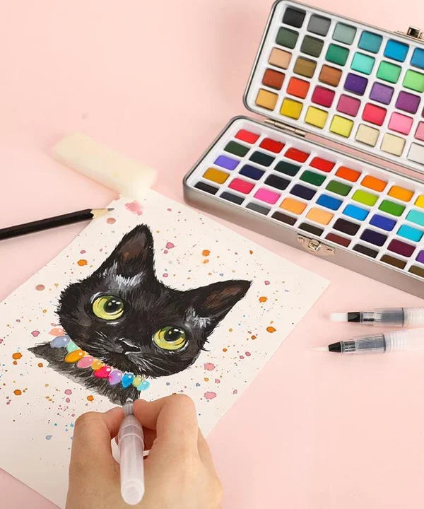 Aarenza watercolor set with portable paint kit, colorful paints, brushes, perfect for kids, teens, and adults' art projects.