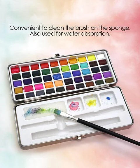 Aarenzza watercolor set with portable paint supplies, colorful brushes, and paints perfect for kids, teens, and adults.