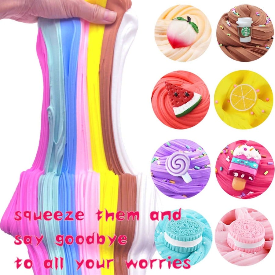 Arenzza Super Clay Slime DIY soft and squishy scented sensory clay in vibrant colors, perfect for kids' toys and gifts.