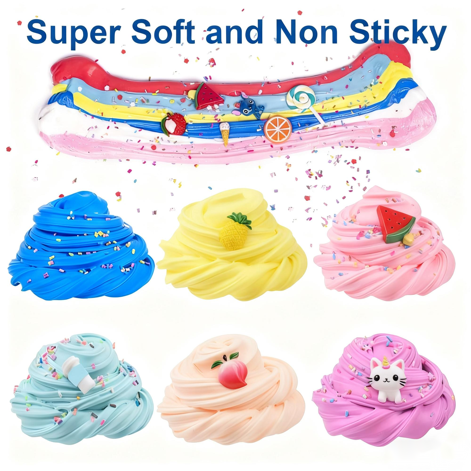 Arenzza Super Clay Slime DIY sensory clay in vibrant colors, soft, squishy, scented, perfect for kids' toys and sensory play.