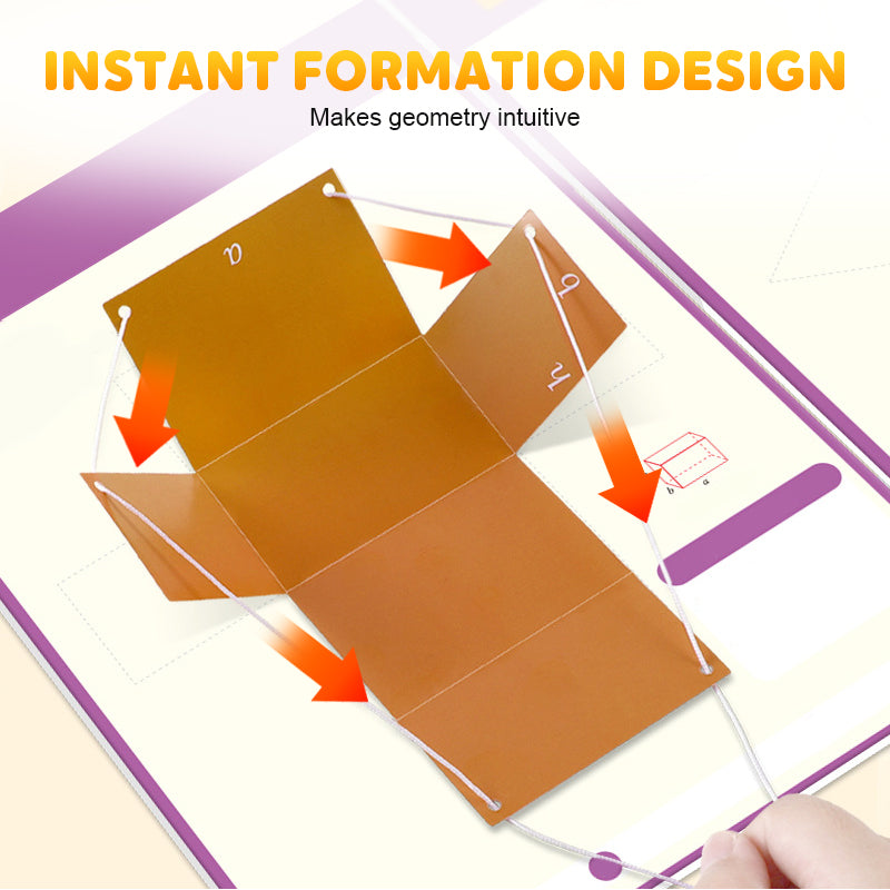 Arenzza pull string 3D geometry learning book for kids with colorful shapes and engaging educational illustrations.