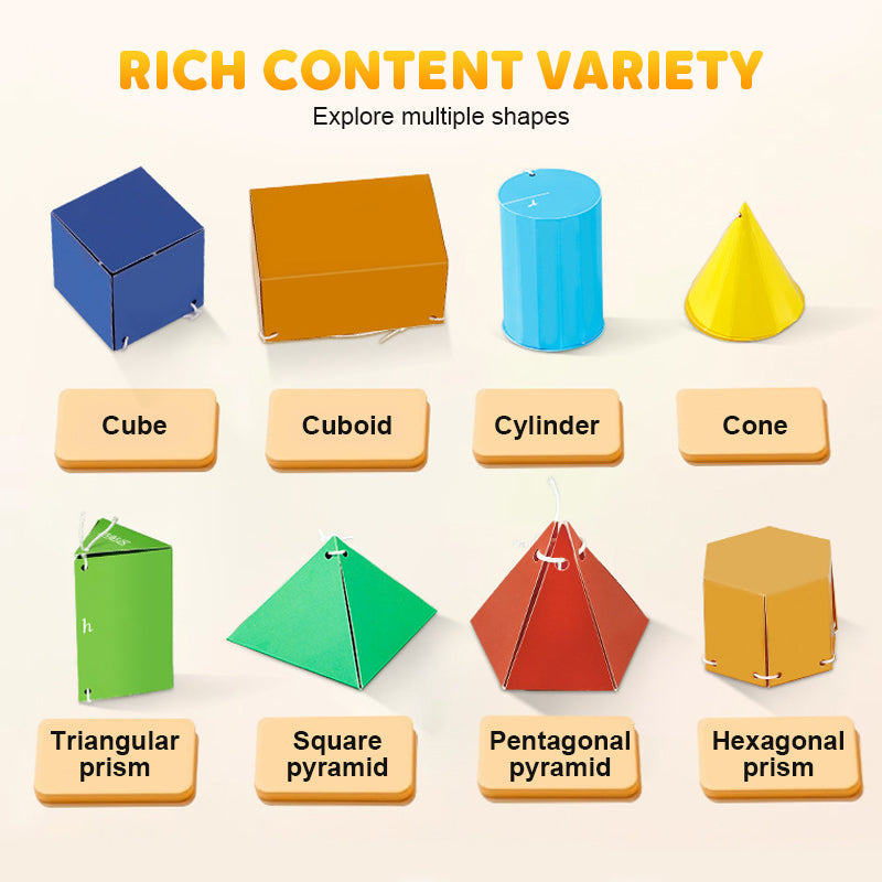 Arenzza pull string 3D geometry learning book for kids featuring colorful shapes and engaging educational illustrations.