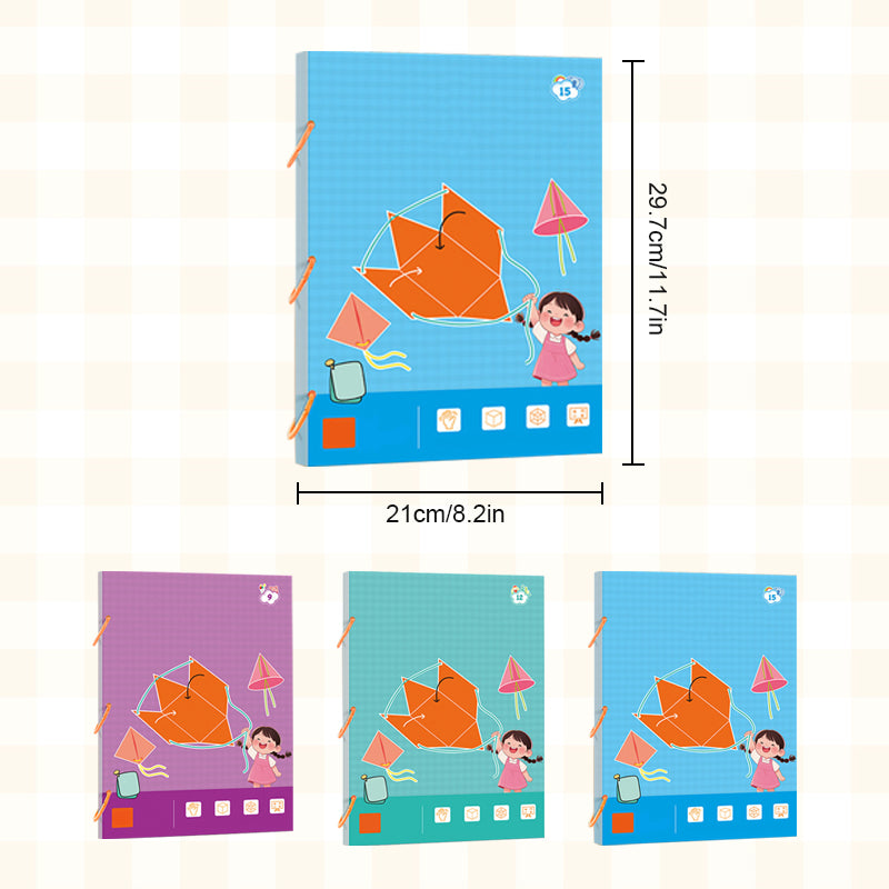 Arenzza pull string 3D geometry learning book for kids, featuring colorful shapes and engaging educational illustrations.