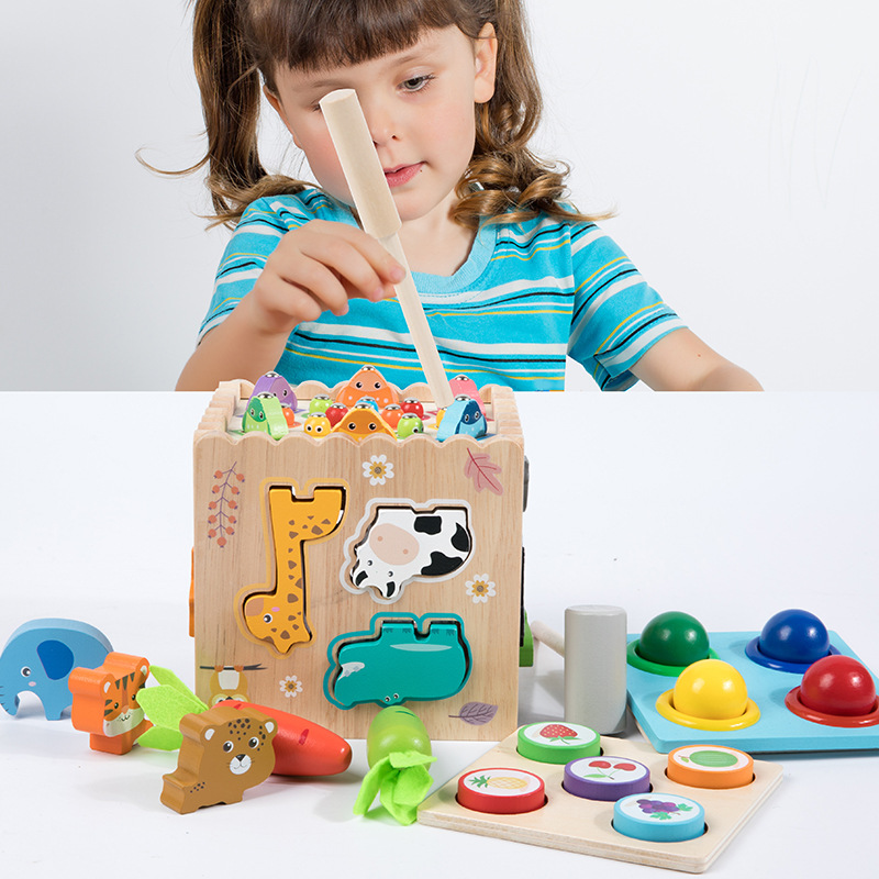 Arenzza multifunctional toddler learning activity cube with colorful buttons, gears, and shapes for educational play and development.
