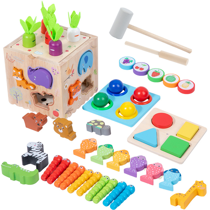 Colorful Arenzza multifunctional toddler learning activity cube with shape sorters, spinning gears, and sliding puzzles for kids.