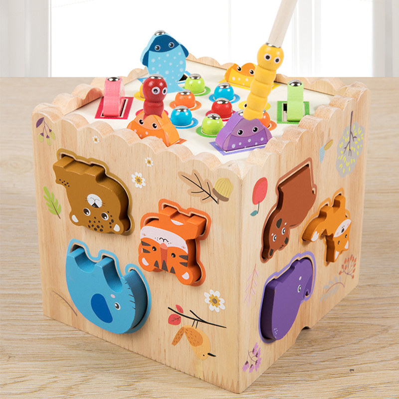 Arenzza multifunctional toddler learning activity cube with colorful shapes, numbers, and interactive features for kids' educational play.