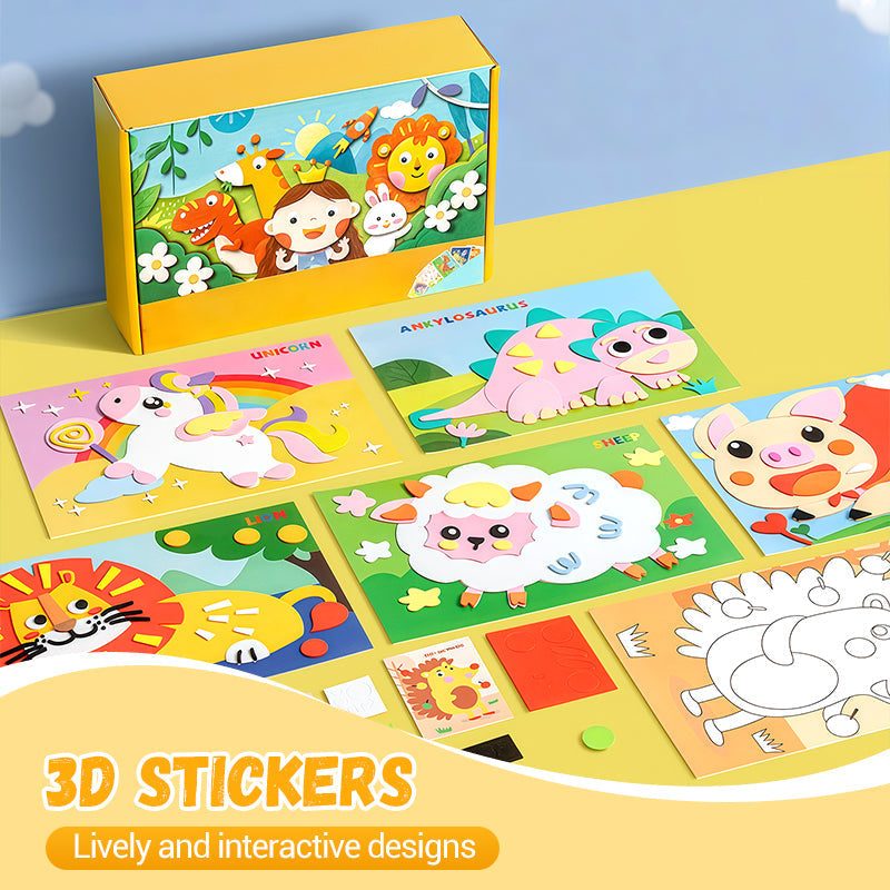 Colorful 3D EVA sticker craft kit for children from Arenzza, featuring various fun shapes for DIY kids' toy and gift projects.