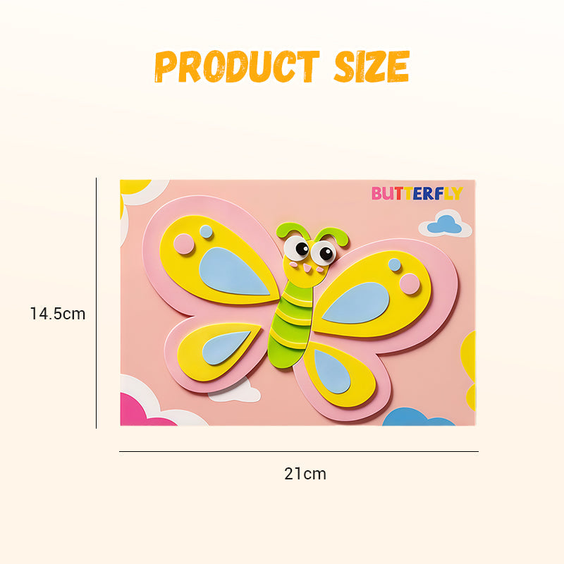 Colorful children’s DIY 3D EVA sticker craft kit by Arenzza, featuring various fun and vibrant sticker designs for kids' creative projects.