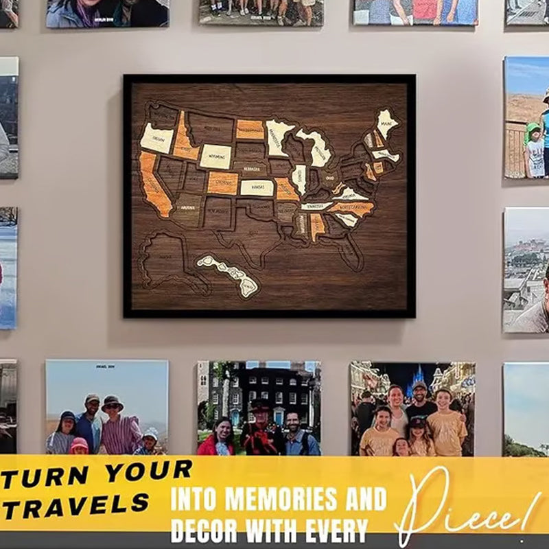 Aarenza 3D wooden travel map puzzle for kids and gifts, featuring intricately designed wooden pieces forming a world map.