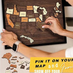 Arenzza 3D Wooden Travel Map Puzzle showing detailed wooden world map with colorful puzzle pieces for kids and travel gifts.
