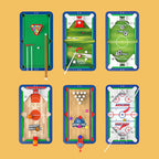 Arenzza 6-in-1 portable multi-functional game table for kids, showing various game surfaces and colorful design.