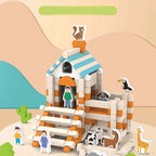 A set of colorful educational wooden building blocks for kids by Arenzza, arranged in a playful display on a white background.
