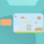 Colorful wooden building blocks for kids, educational toy by Arenzza, featuring various shapes and vibrant colors on a white background.
