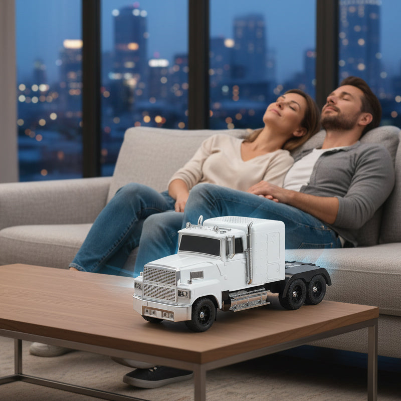 Arenzza Bluetooth truck model speaker designed for kids, toy truck shape with colorful details and a built-in Bluetooth speaker.