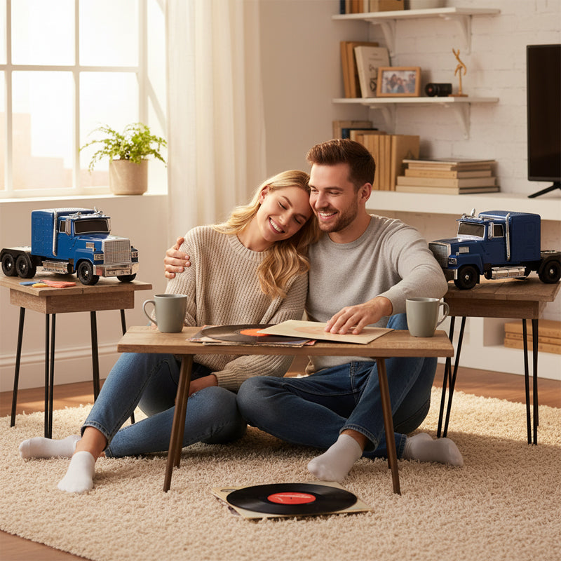 Arenzza truck model Bluetooth speaker toy for kids, featuring a colorful truck design with buttons and speaker grille.