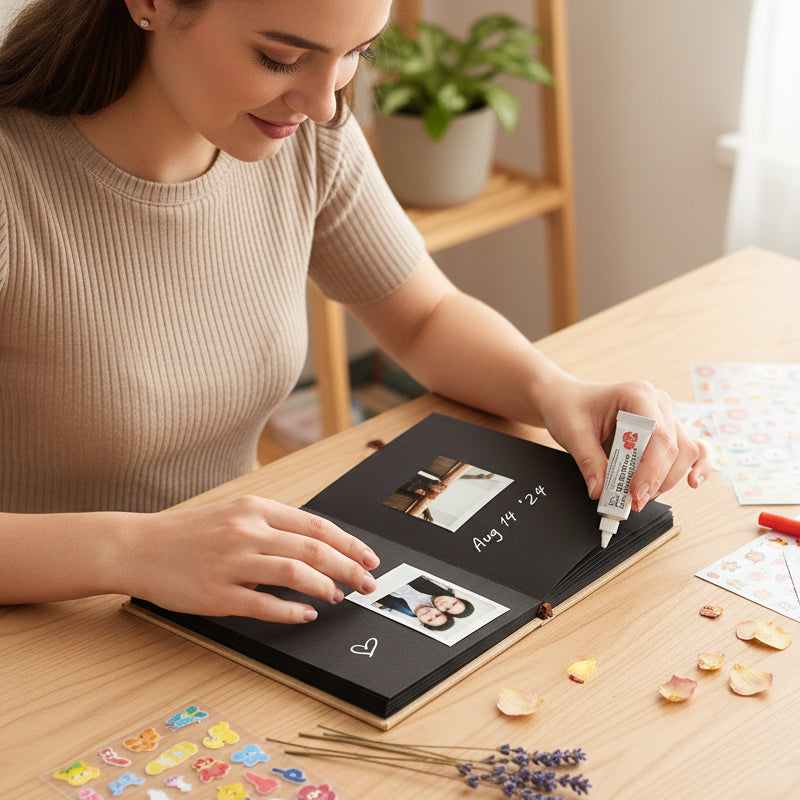 Arenzza Memory Keeper Accordion Scrapbook Album for kids and gifts, featuring colorful, layered pages with decorative designs.