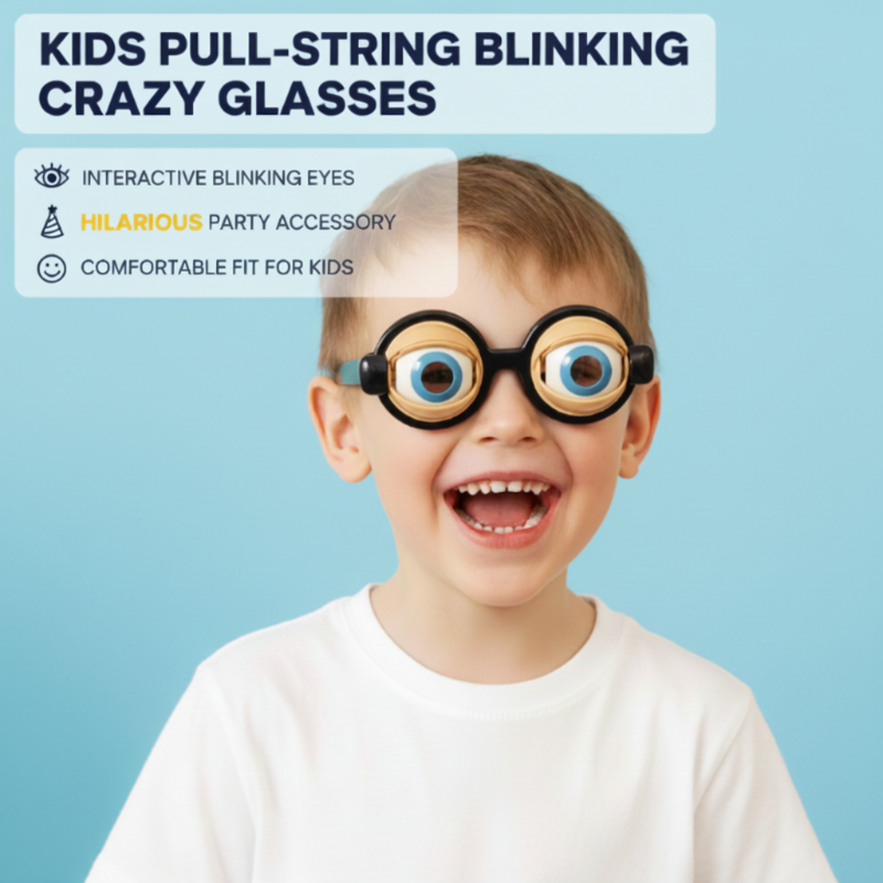 A pair of funny Arenzza glasses with a winking eye mechanism, designed for kids and gifts, perfect for holiday fun.