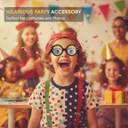 A pair of funny glasses with a winking eye mechanism by Arenzza, designed for kids and gift occasions, in vibrant colors.
