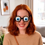 A pair of funny glasses with a winking eye mechanism, designed for kids and gifts, by Arenzza, in vibrant toy style.
