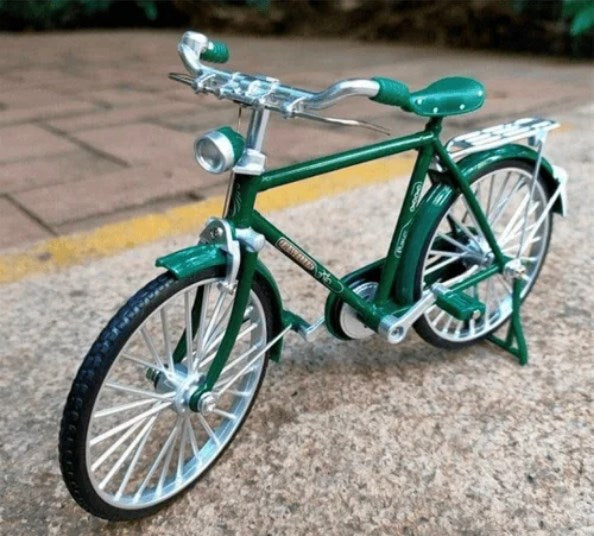Arenzza DIY bicycle model toy for kids, featuring a detailed miniature bicycle with colorful parts and assembly components.