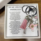 Arenzza hairstylist gift keychain with a playful toy design, featuring colorful elements and a small charm for kids and gifts.