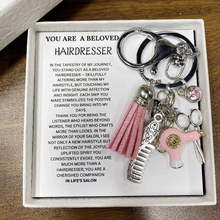 Arenzza hairstylist gift keychain with a playful toy design, featuring colorful elements and a small charm for kids and gifts.