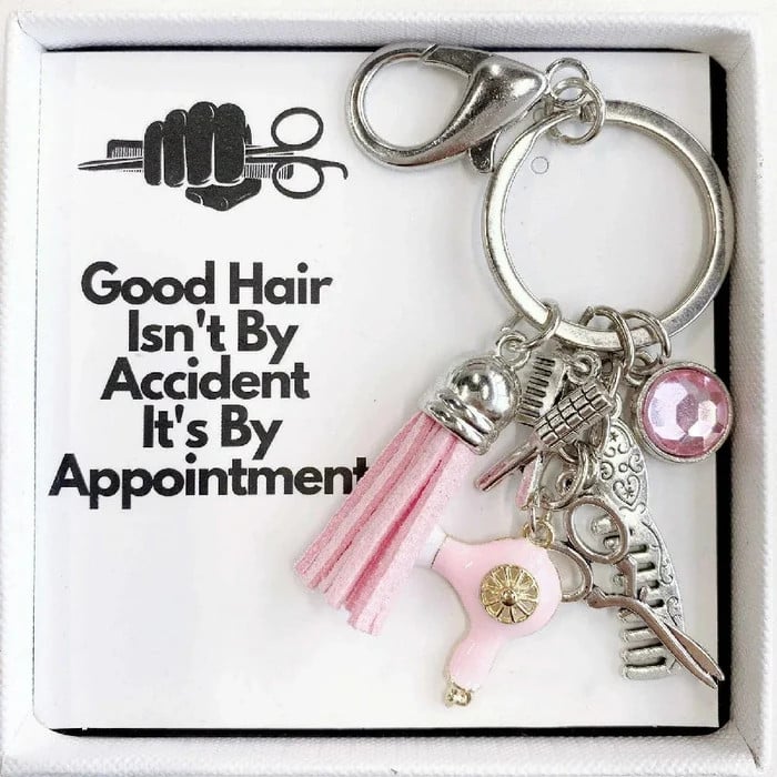 Arenzza hairstylist gift keychain featuring a playful toy design, ideal for kids and gift occasions, with colorful detailing.