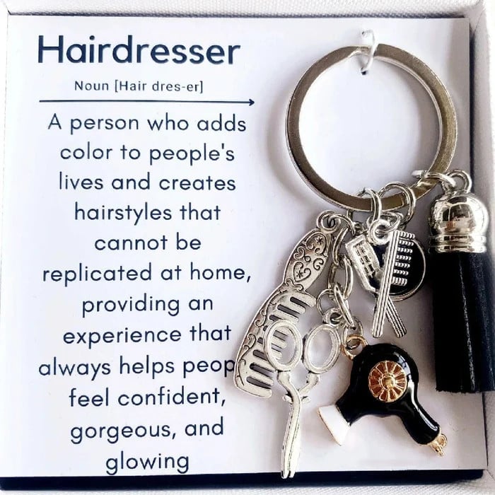 Arenzza hairstylist gift keychain featuring a playful toy design, perfect for kids and gift-giving.