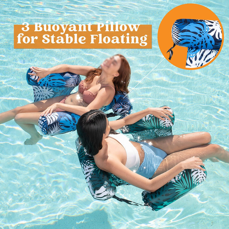Arenzza inflatable pool floating chair for kids, bright blue and white, designed for relaxing and lounging in the pool.