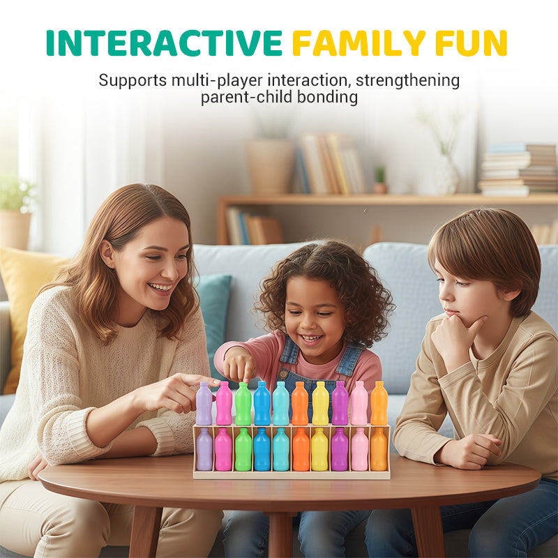 Colorful Rainbow Bottle Matching Game Toy Set by Arenzza, featuring vibrant bottles for kids' educational and fun matching activities.
