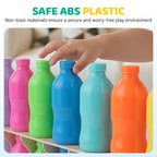 Arenzza Rainbow Bottle Color Matching Game Toy Set with colorful bottles arranged for kids' educational play.