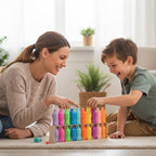 Arenzza Rainbow Bottle Color Matching Game Toy Set for kids, featuring colorful bottles and matching game pieces.
